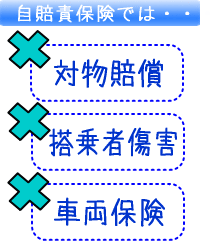 自賠責保険では「×対物」「×搭乗者傷害」「×車両保険」