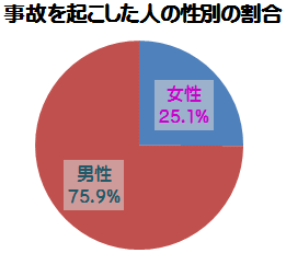 事故を起こした人の性別の割合　円グラフ