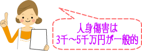 人身傷害は3千万～5千万円が一般的